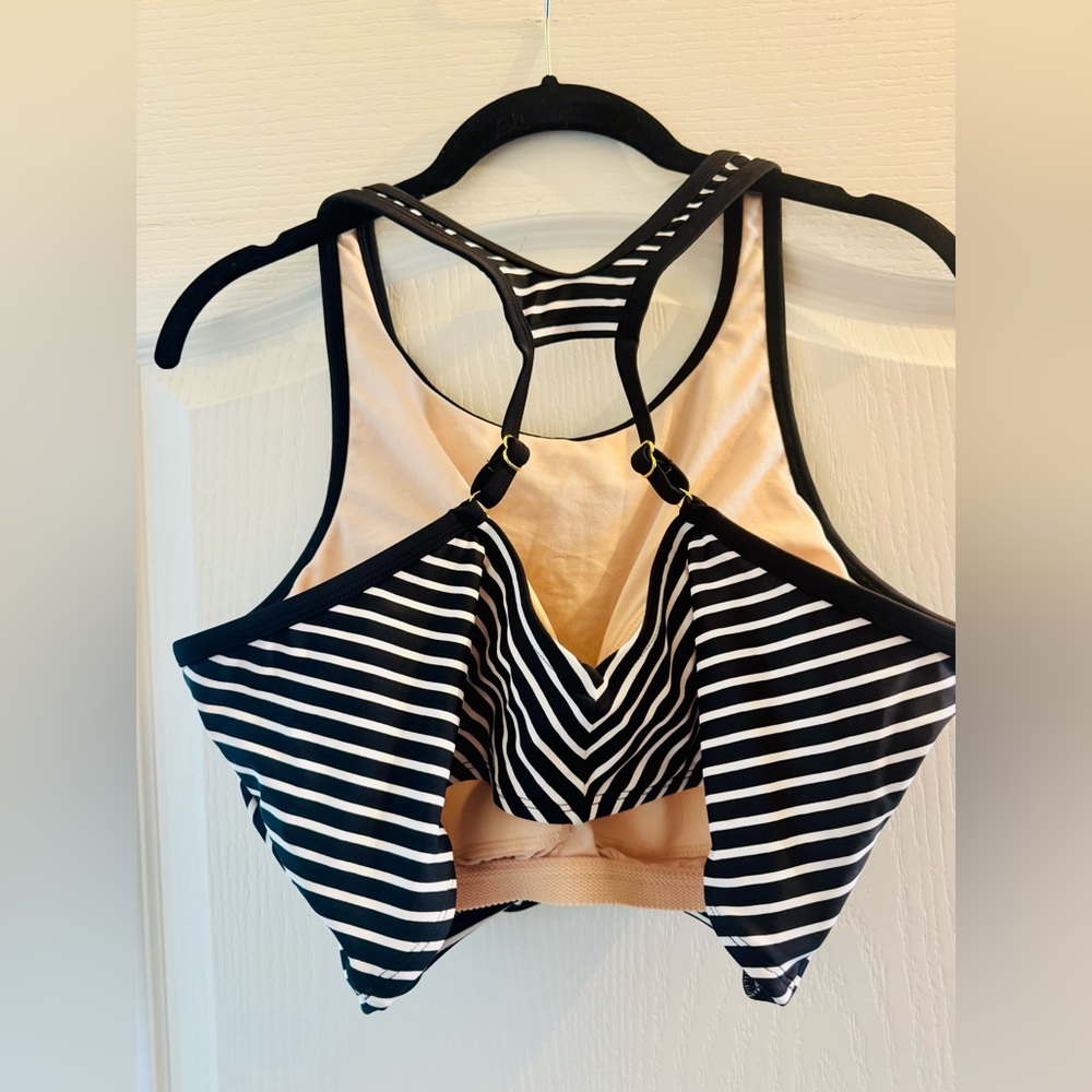 Kona Sol Black and White Striped Bikini Top - Picture 2 of 3